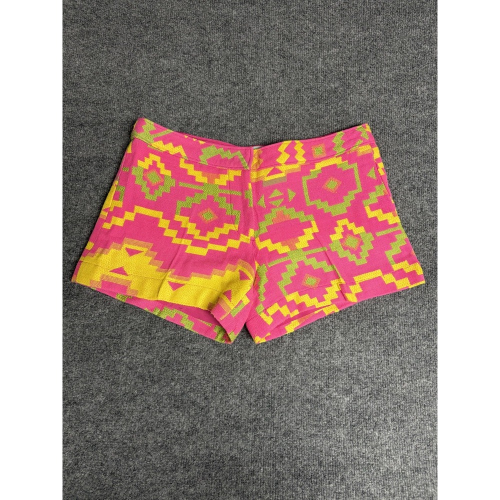 Judith March Shorts Womens Medium Multicolor Geometric Hot Pants Lined Zip